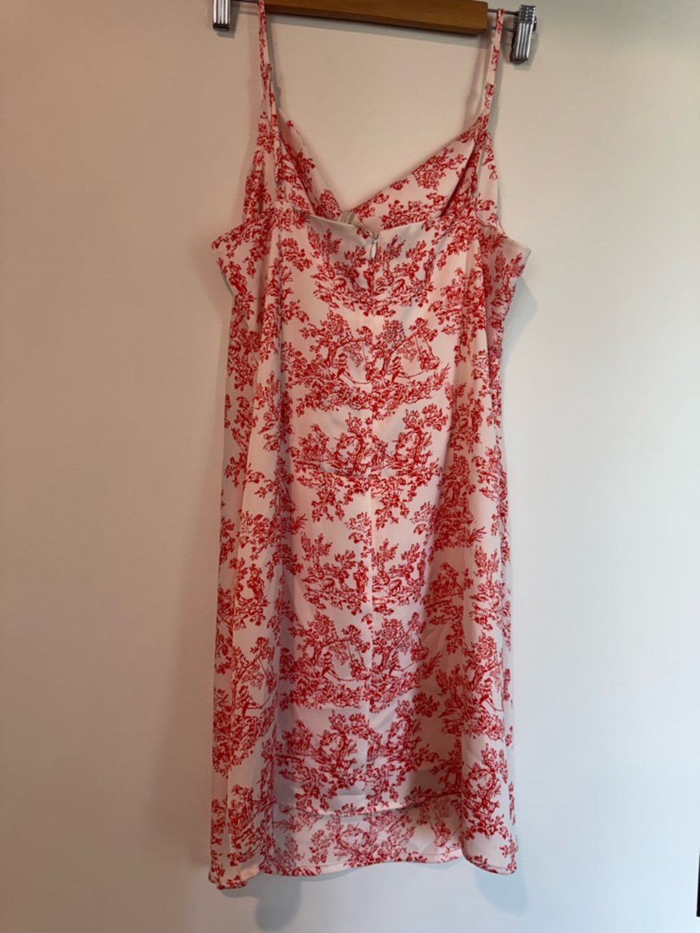 Urban Outfitters White Slip Dress with Red Toile Print